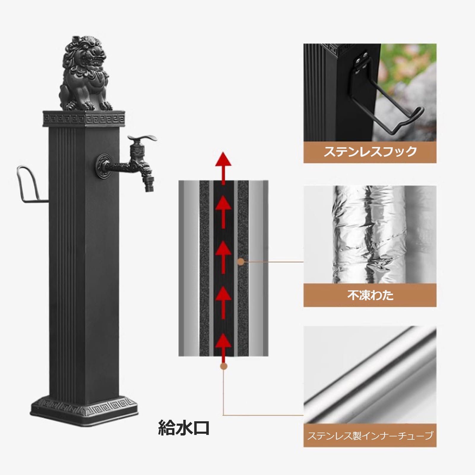 Amazon | 立水栓 屋外 セット、自在水栓、水洗柱、立水栓おしゃれ